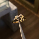 Anillo Corazon 15s 2.25gr-T8 3/4 Circones Blancos Oro  Amarillo