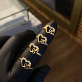 Anillo Corazon 15s 2.15gr-T7 3/4 Circones Blancos Oro  Amarillo