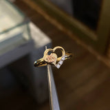 Anillo 15s Corazon 2.7gr-T8 1/4 Circones Blancos Dos Oros Amarillo Rosa