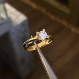 Anillo Solitario 4gr- T9 1/2 Circon Blanco Oro Amarillo