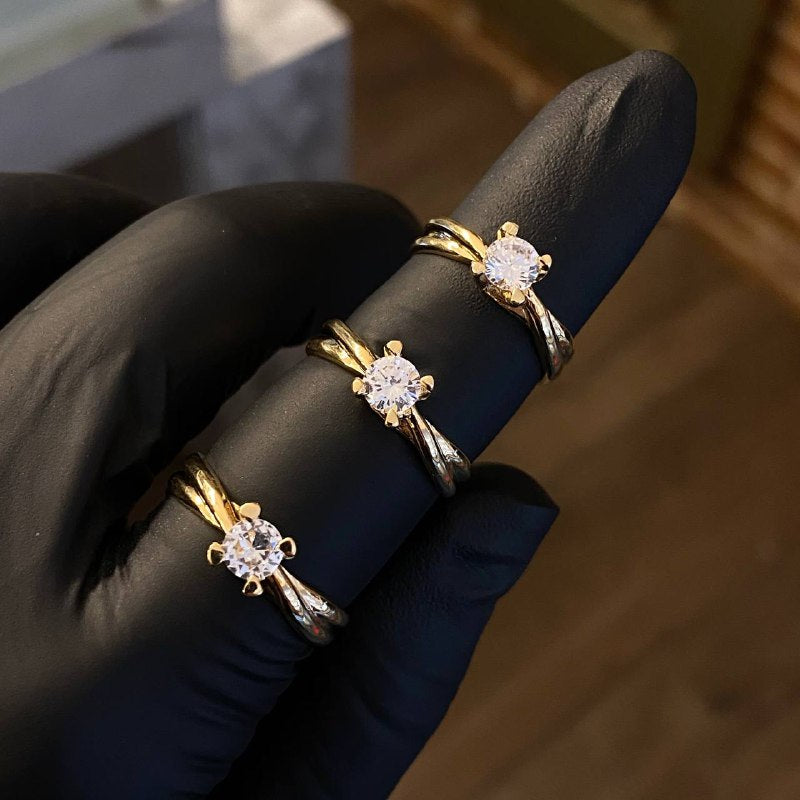 Anillo Solitario 4gr- T9 1/2 Circon Blanco Oro Amarillo
