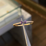 Anillo Corbatin 1.35gr-T8 3/4 Circones Blancos Morados Oro Amarillo .