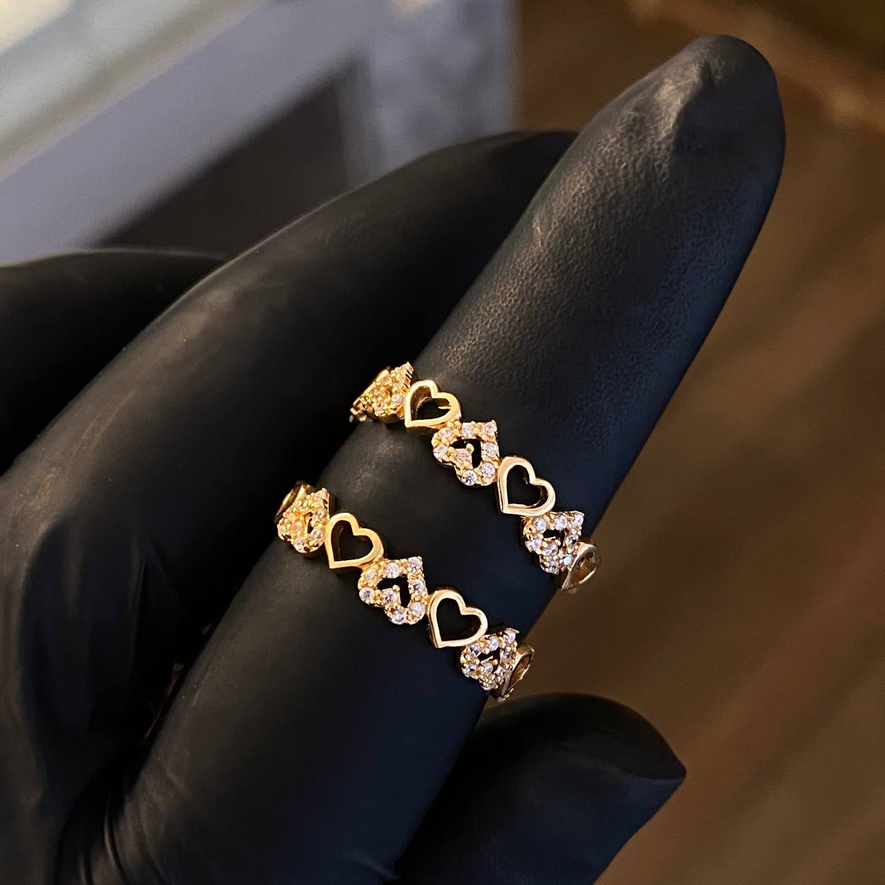 Anillo Corazones 2.25gr-T8 1/4 Circones Blancos Oro Amarillo