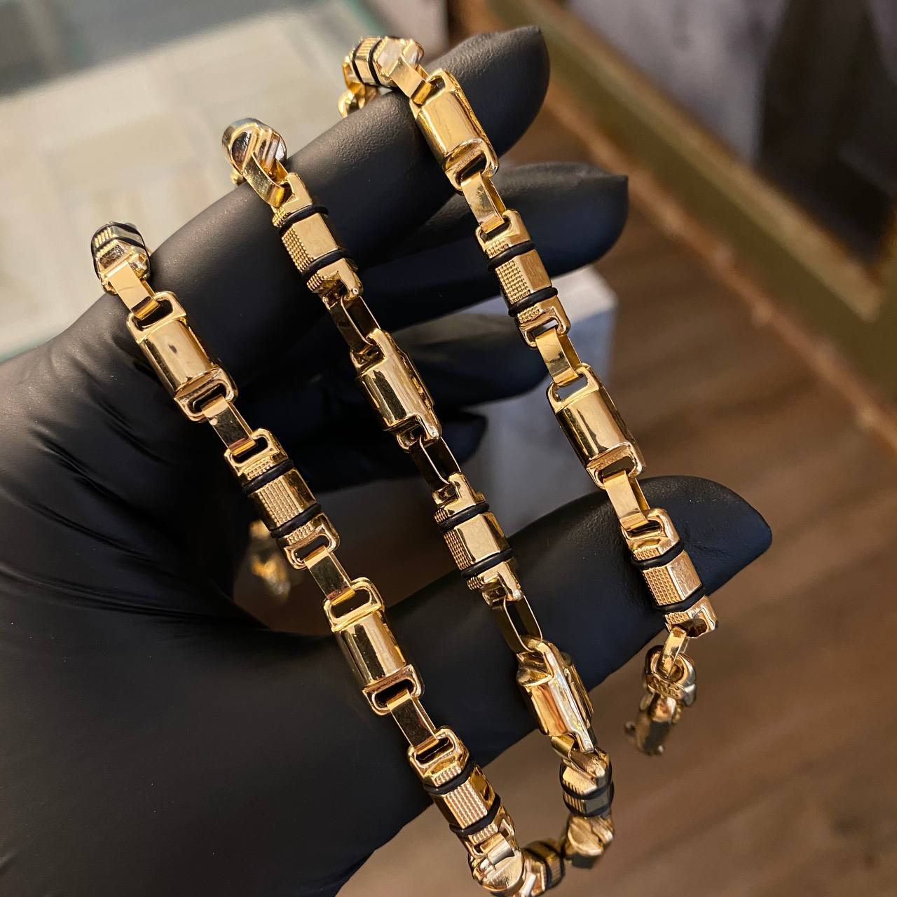 Cadena Rustica 32.7gr/60cm Cilindros Escamado Oro Amarillo