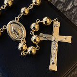 Rosario Virgen Milagrosa 36.65gr/65cm 7-8mm Bola Lisa Oro Amarillo
