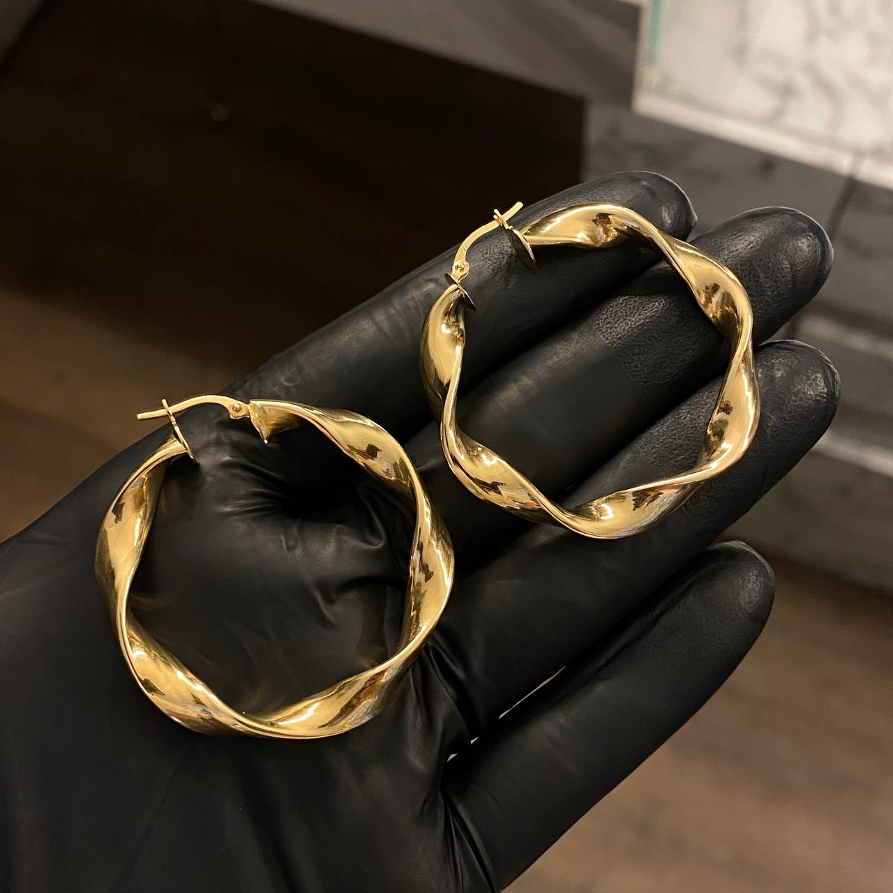 Candongas Entorchadas 7.35gr/4.1cm Lisas Oro Amarillo Maxi