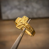 Anillo Cristo Cruz 3.25gr T8 3/4 Texturizado Oro Amarillo