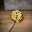 Anillo Trinity 4gr - T7 3/4 Circones Verdes Oro Amarillo