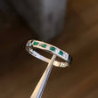 Anillo Churumbela 1.75gr-T7 3/4 Esmeraldas 8pts Diamantes 8pts Oro Blanco (Joya)*
