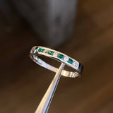 Anillo Churumbela 1.75gr-T7 3/4 Esmeraldas 8pts Diamantes 8pts Oro Blanco (Joya)*