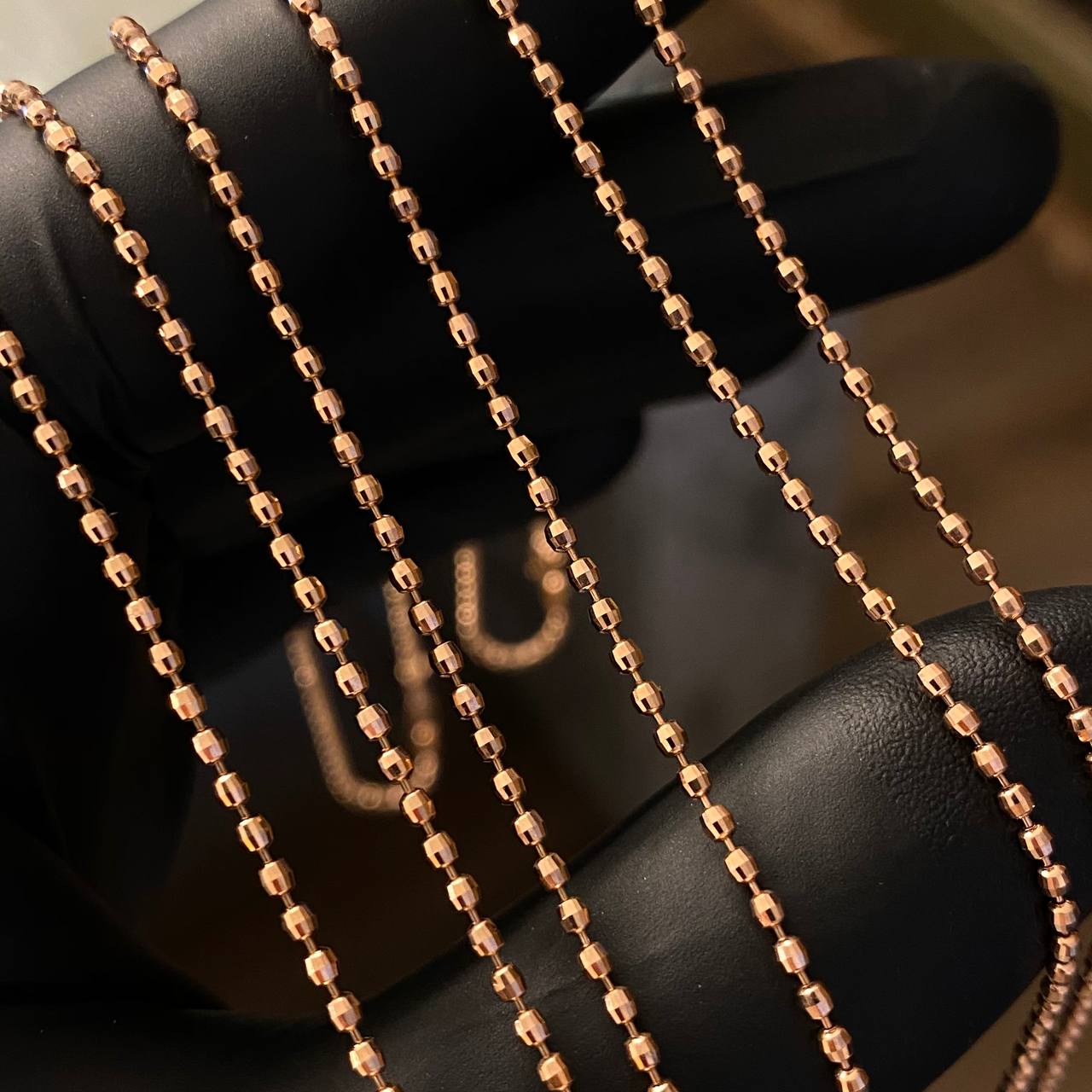 Cadena Militar 4.55gr/50cm Diamantadas 2mm Oro Rosa +3