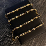 Cadena Rustica 19.15gr/65cm Cauchos Negros Oro Amarillo
