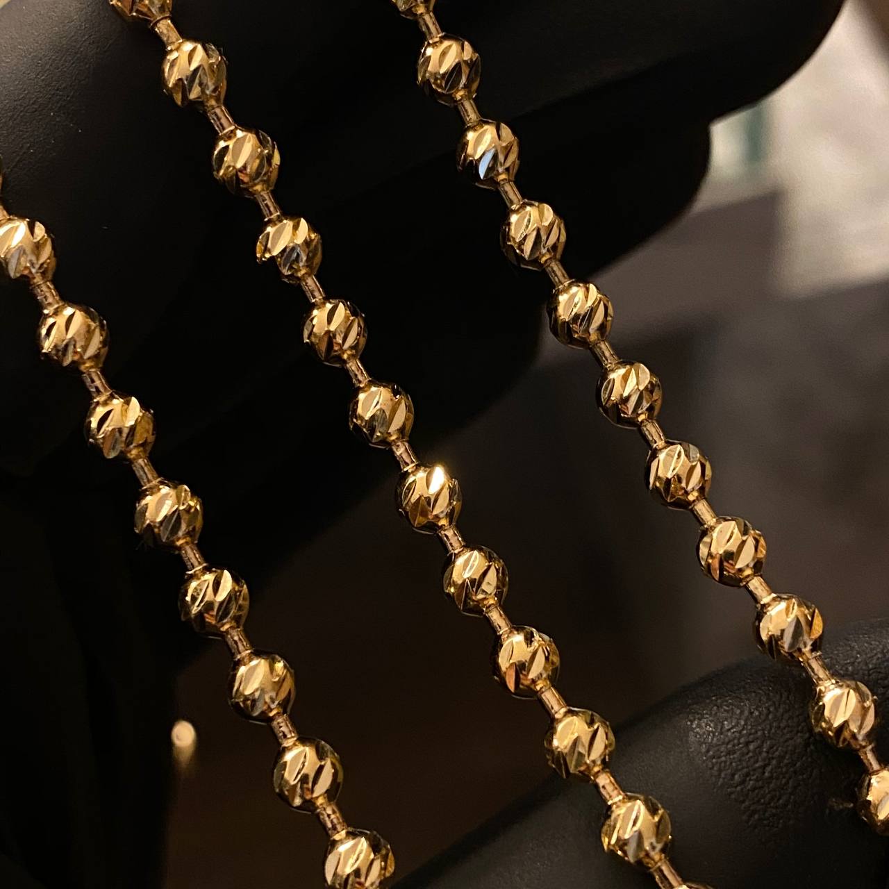Cadena Militar 19.4gr / 60cm Bola 3mm Diamantada Oro Amarillo*
