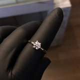 Solitario 3.25gr-T7 3/4 Anillo Circon Blanco Oro Blanco*