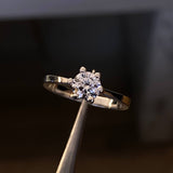 Solitario 3.25gr-T7 3/4 Anillo Circon Blanco Oro Blanco*