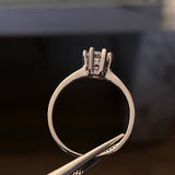 Solitario 3.25gr-T7 3/4 Anillo Circon Blanco Oro Blanco*