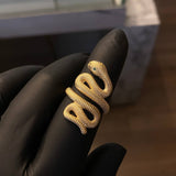 Anillo Serpiente 5.55gr T6 1/4 Circones Verdes Oro Amarillo
