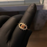 Anillo Ojo Mistico 1.75gr-T7 Circones Blancos Anaranjados Oro Amarillo