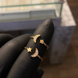 Anillo Luna y Estrella 1.4gr-T5 1/4 Circones Blancos Oro Amarillo