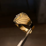 Anillo Corona RX 3.75gr-T10 1/2 Mate Diamantado Circones Blancos Dos Oros Amarillo Blanco