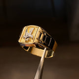 Anillo Aguila 4gr T10 1/2 Dos Oros Amarillo Blanco