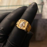 Anillo Caballo 3.55gr-T10 1/4 Mate Dos Oro Amarillo Blanco