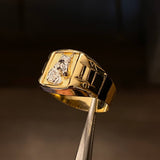 Anillo Caballo 3.55gr-T10 1/4 Mate Dos Oro Amarillo Blanco