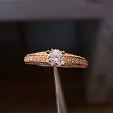 Solitario Arco Churumbela 3.05gr- T8 Anillo Circones Blancos Oro Rosa