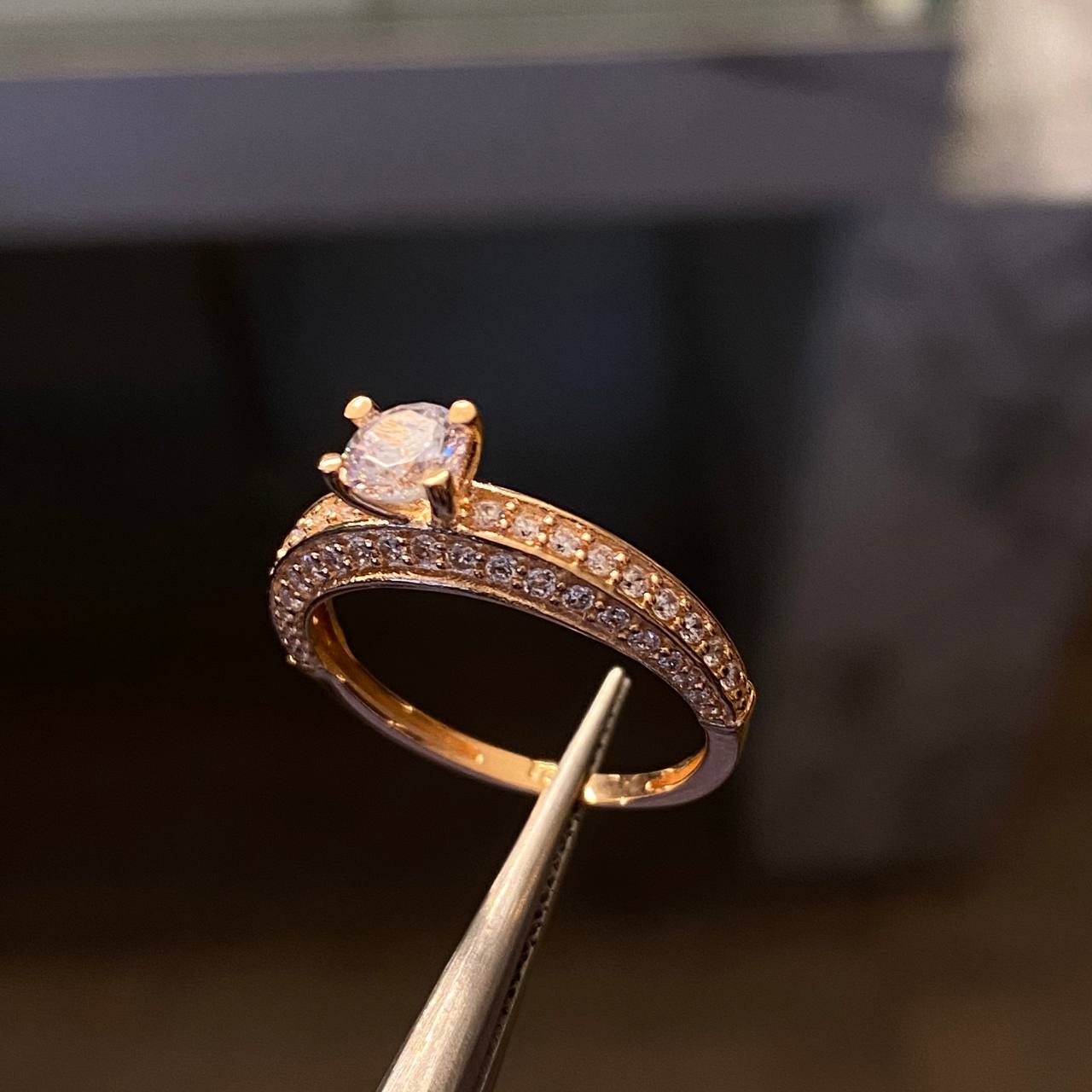 Solitario Arco Churumbela 3.05gr- T8 Anillo Circones Blancos Oro Rosa