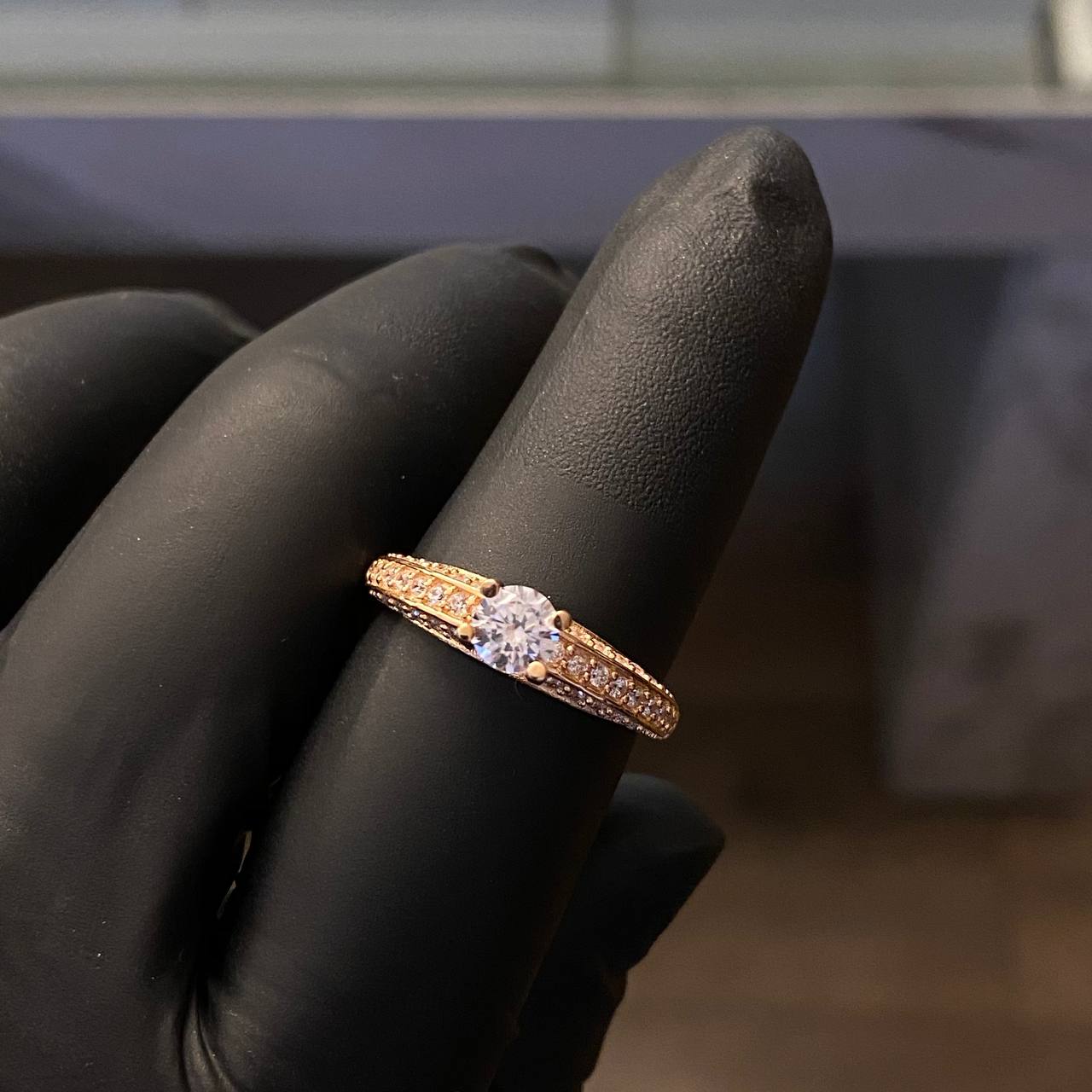 Solitario Arco Churumbela 3.05gr- T8 Anillo Circones Blancos Oro Rosa