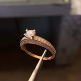 Solitario Arco Churumbela 3.05gr- T8 Anillo Circones Blancos Oro Rosa