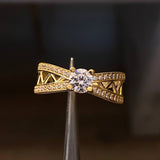 Solitario Puente Arqueado 4.15gr- T8 Anillo Circones Blancos Oro Amarillo