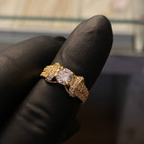 Solitario Cadenas de Perseo 2.7gr / T6 3/4 Anillo Circones Blancos Oro Amarillo