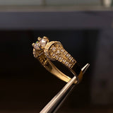 Solitario Cadenas de Perseo 2.7gr / T6 3/4 Anillo Circones Blancos Oro Amarillo