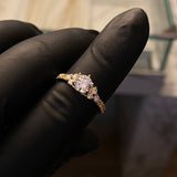 Solitario Conjunto 2.05gr-T6 1/2 Anillo Circones Blancos Oro Amarillo