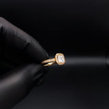 Anillo Solitario Halo 3.1gr T8 Circones Blancos Oro Amarillo#