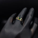 Anillo Solitario Lineas 1.6gr T6 1/2 Circon Verde Oro Amarillo#