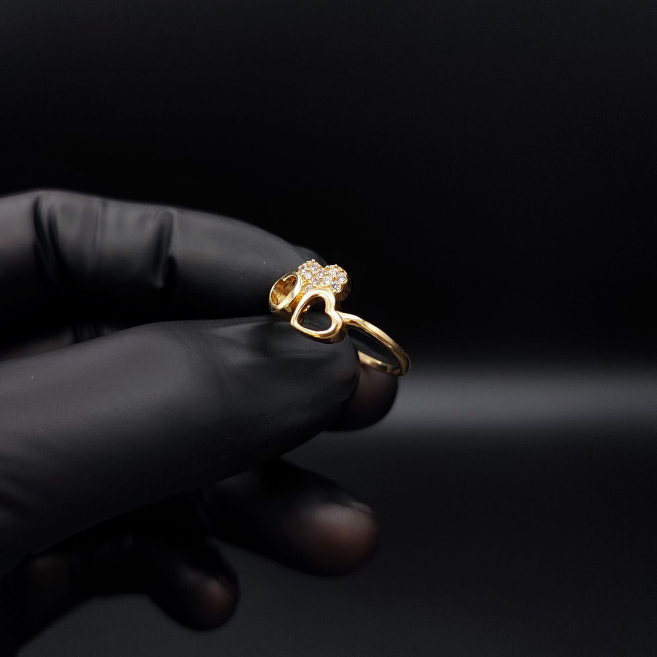Anillo Trio de Corazones 2.55gr T7-1/2 Cricones Blancos Oro Amarillo#