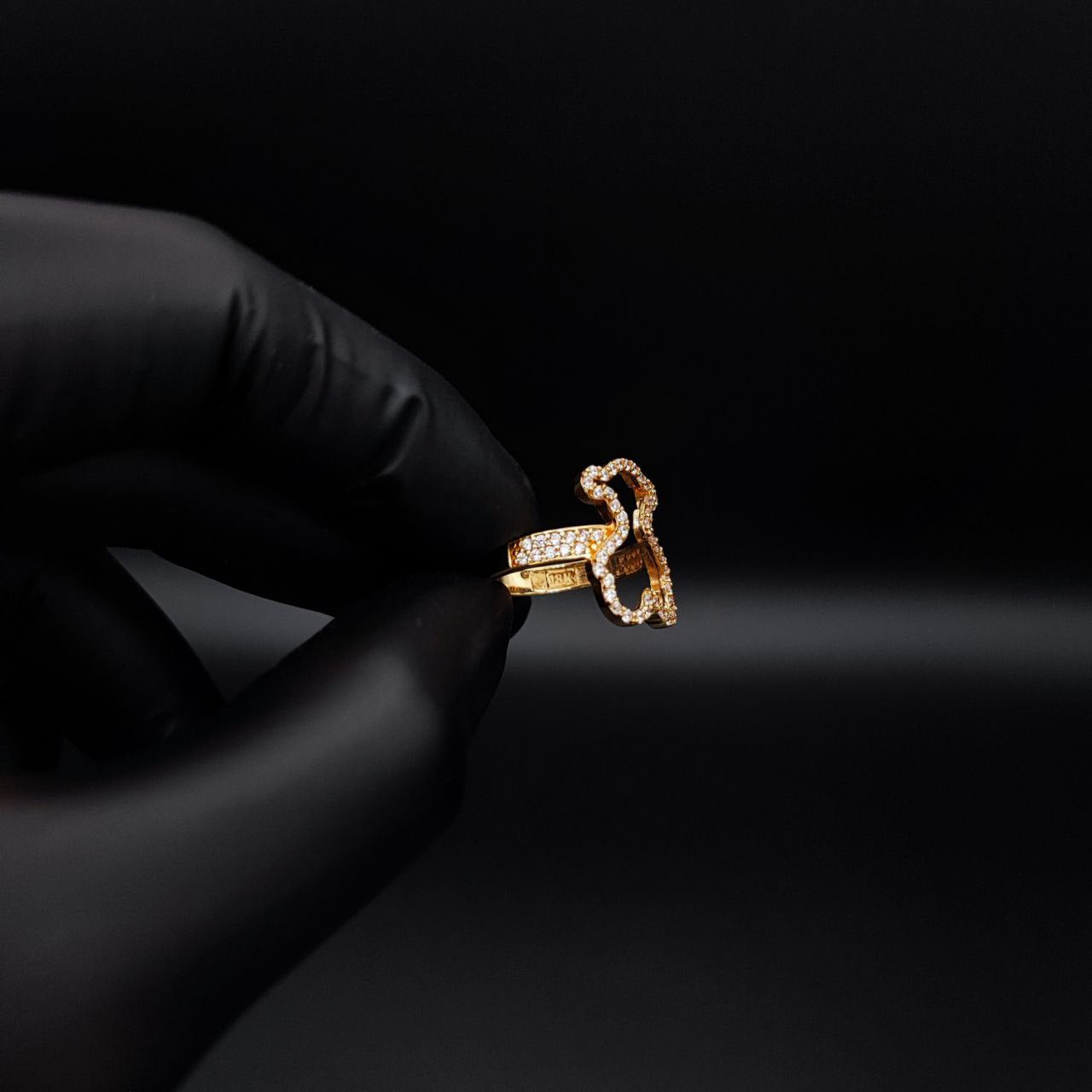 Anillo Silueta TS 3.55gr T7 Circones Blancos Oro Amarillo#