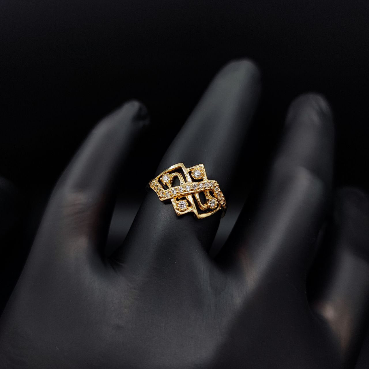 Anillo Rustico Celta 2.85gr T7-1/2 Circones Blancos Oro Amarillo#