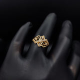 Anillo Rustico Celta 2.85gr T7-1/2 Circones Blancos Oro Amarillo#