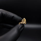 Anillo Rustico Celta 2.85gr T7-1/2 Circones Blancos Oro Amarillo#