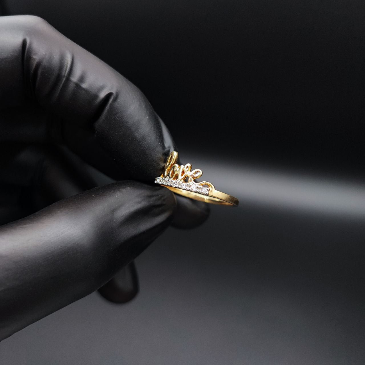 Anillo Love 2.25gr T8-1/4 Circones Blancos Oro Amarillo#