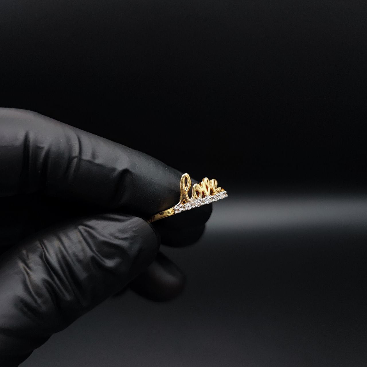 Anillo Love 2.25gr T8-1/4 Circones Blancos Oro Amarillo#