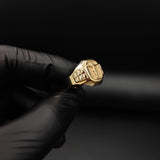 Anillo Sello Cristo 3.85gr T10 1/2 Mate Oro Amarillo*