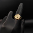 Anillo Sello Cristo 3.85gr T10 1/2 Mate Oro Amarillo*