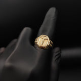 Anillo Sello Cristo 3.85gr T10 1/2 Mate Oro Amarillo*