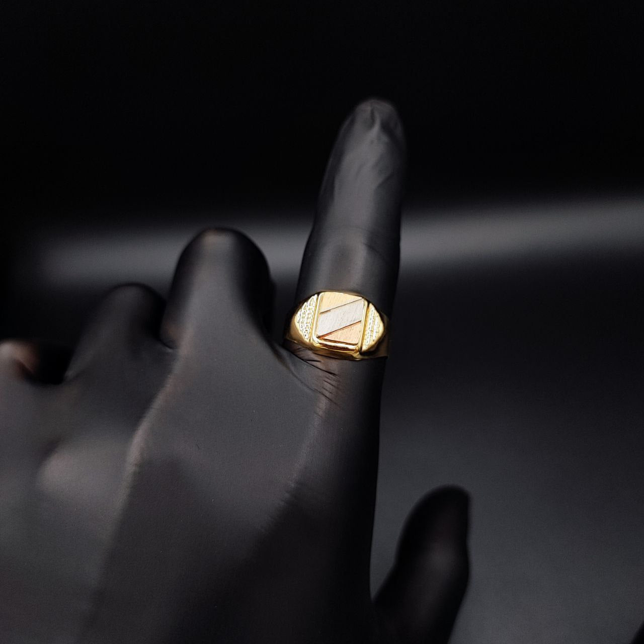 Anillo Sello 3.8gr T12-1/2 Cuadrado Tres Oros Amarillo Blanco Rosa#