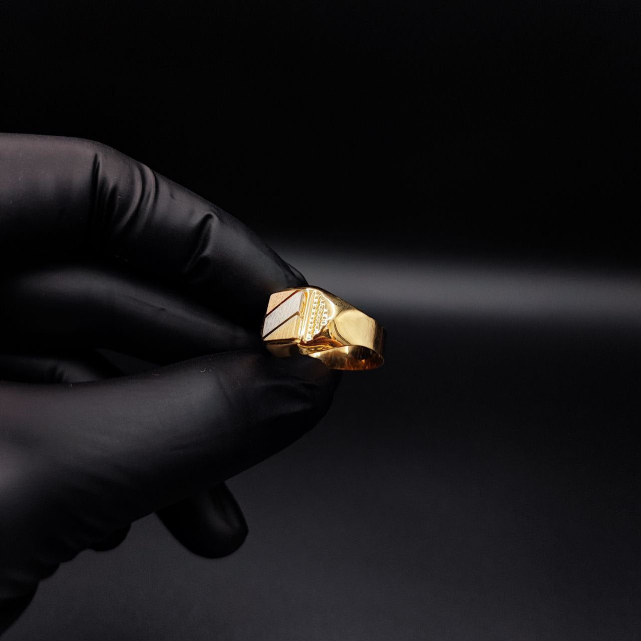 Anillo Sello 3.8gr T12-1/2 Cuadrado Tres Oros Amarillo Blanco Rosa#