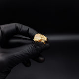 Anillo Sello 4.55gr T11-1/2  Cuadrado Tres Oros Amarillo Blanco Rosa#